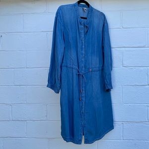 Light denim long sleeve dress with buttons | size XL
